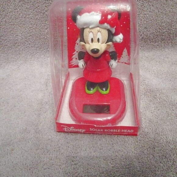Disney Minnie Mouse Solar Powered Dancing Bobblehead Toy Christmas Holiday NEW - Picture 2 of 8